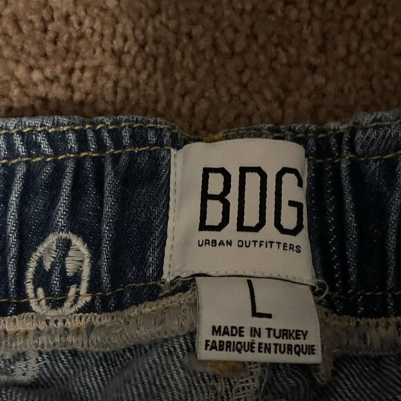 BDG Urban Outfitters Smiley Face Embroidered Elastic Waist Jeans Blue Size L - Picture 6 of 14